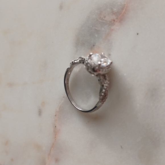 Engagement Ring Sterling Silver Cubic Zirconia Size 7 - Picture 15 of 16